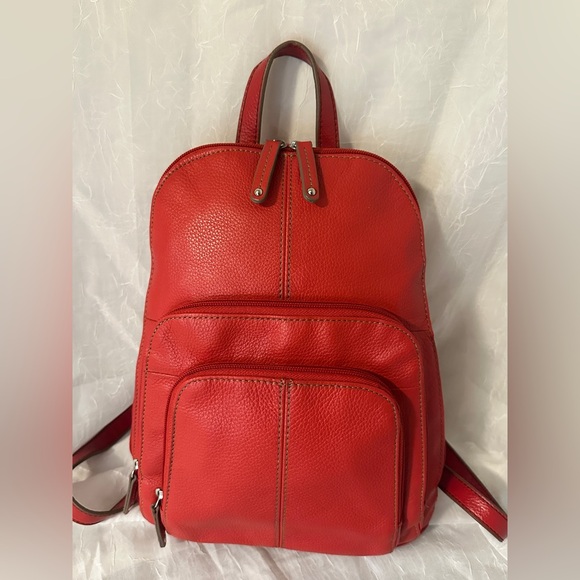Red Leather Backpack - Tignanello - Picture 1 of 11